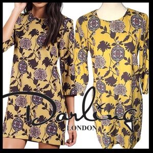 Darling London Gold Print 3/4 Sleeve Sheath Mini Dress (6)